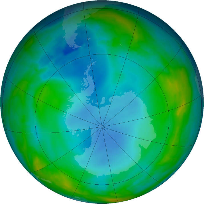 Antarctic ozone map for 18 June 2014